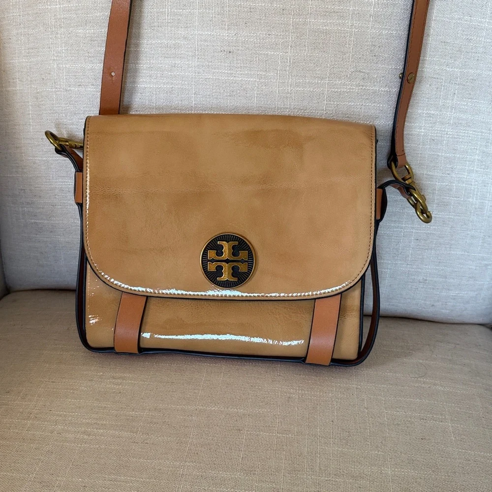 Tory Burch Alastair Pebbled Leather Shoulder Crossbody Bag Tan Convertible Bag - Picture 10 of 16